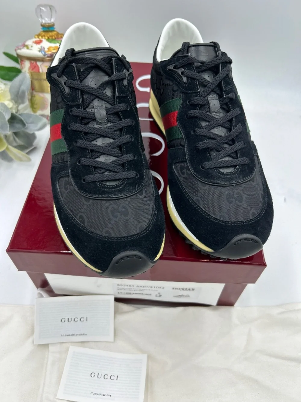Men’s Gucci Re-Motion GG Canvas and Suede Sneakers.  Size 9, fits 10 US.
